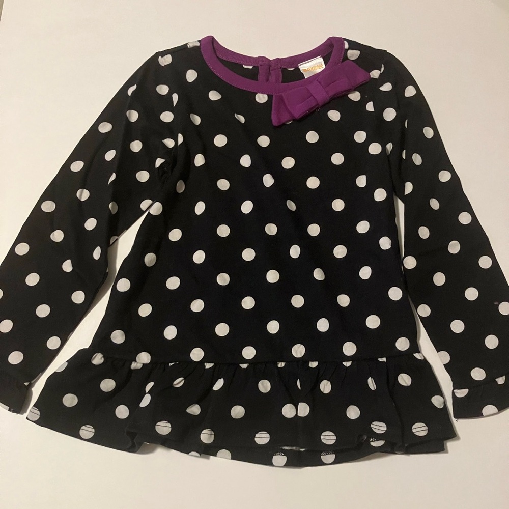 NWT Black polka dot longsleeve with bow